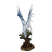 Grande figurine dragon de glace sur un arbre (56 cm)