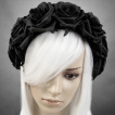 Serre-tte gothique couronne de roses noires satin - Restyle