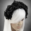 Serre-tte gothique couronne de roses noires satin - Restyle