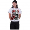 T-shirt blanc homme à roses et cranes déchirés