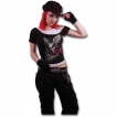 T-shirt débardeur (2en1) femme gothique avec crane ailé et roses