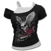 T-shirt débardeur (2en1) femme gothique avec crane ailé et roses