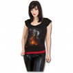 T-shirt dbardeur (2en1) femme gothique avec dragon de lave