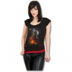 T-shirt débardeur (2en1) femme gothique avec dragon de lave