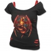 T-shirt dbardeur (2en1) femme gothique avec dragon et orbe de feu