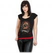 T-shirt débardeur (2en1) femme gothique à squelettes d'amoureux unis dans la mort