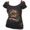 T-shirt débardeur (2en1) femme gothique à squelettes d'amoureux unis dans la mort