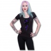 T-shirt (2en1) femme gothique avec chats noirs et roses violettes