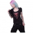 T-shirt (2en1) femme gothique à manches courtes avec bébé dragon et griffures