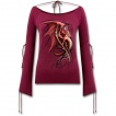 T-shirt femme bordeaux  manches longues avec dragon scandinave