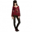 T-shirt femme bordeaux  manches longues avec dragon scandinave