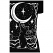 T-shirt femme chat noir à ailes de chauve-souris jouant avec la lune - RESTYLE