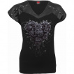 T-shirt femme paules similicuir  coeur de roses ensanglantes