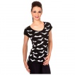 T-shirt femme goth-rock Banned à chauve-souris - Blanc