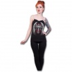 T-shirt femme gothique avec bretelles à chaines et croix macabre à ailes d'ange