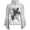 T-shirt femme gothique blanc  manches amples avec croix gothique sur tribal