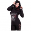 T-shirt femme gothique à col bénitier avec femme masquée et roses