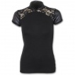 T-shirt femme gothique a col haut et dentelle de roses
