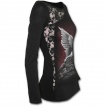 T-shirt femme gothique à manche longue en dentelle avec ange pleurant son amour defunt