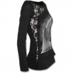 T-shirt femme gothique  manche longue en dentelle avec ange tenant la cl du paradis