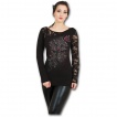 T-shirt femme gothique à manche longue en dentelle avec croix et rose