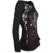 T-shirt femme gothique à manche longue en dentelle avec dragon tenant une rose