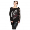 T-shirt femme gothique  manche longue en dentelle avec tte de mort aile