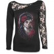 T-shirt femme gothique à manche longue en dentelle à motif