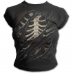 T-shirt femme gothique à mancherons imitation déchiré sur cage thoracique