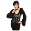 T-shirt femme gothique  manches amples et col V avec grande faucheuse