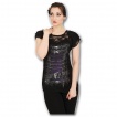 T-shirt femme gothique à manches courtes avec motif corset de cuir et métal