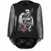 T-shirt femme gothique à manches longue et dentelle avec guitare