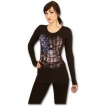 T-shirt femme gothique à manches longues avec aigle aux couleurs du drapeau des USA
