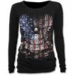 T-shirt femme gothique à manches longues avec aigle aux couleurs du drapeau des USA