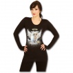T-shirt femme gothique  manches longues avec chat blanc en ange