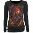 T-shirt femme gothique à manches longues avec dragon flamboyant