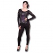 T-shirt femme gothique à manches longues et épaules en dentelle avec motif corset de cuir et métal