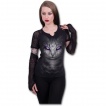 T-shirt femme gothique à manches longues style gant avec chat coulant de larmes