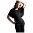 T-shirt femme gothique à manches voilées avec roses violettes