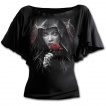 T-shirt femme gothique  manches voiles avec veuve  rose