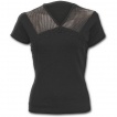 T-shirt femme gothique noir élégant à manches courtes et col V