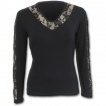 T-shirt femme gothique noir élégant à manches longues et dentelles