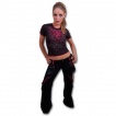 T-shirt femme gothique noir à mancherons avec roses ensanglantées