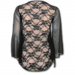 T-shirt femme gothique noir à manches longue voilée et dentelle de fleurs