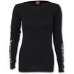 T-shirt femme gothique noir à manches longues avec anneaux