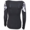 T-shirt femme gothique noir à manches longues et épaules en dentelle