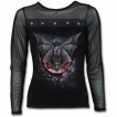 T-shirt femme gothique rivet  manches longues avec chauves-souris vampires et lune rouge