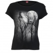 T-shirt femme  loup hurlant dans les arbres et pleine lune