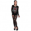 T-shirt femme manches longues à cage thoracique et coeur de roses