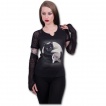 T-shirt femme à manches longues style gant avec chats Yin et Yang